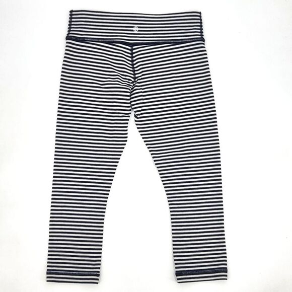 Lululemon Wunder Under Crop High Rise Full On Luxtreme 21 Legging Stripe Black 8 - Picture 5 of 10